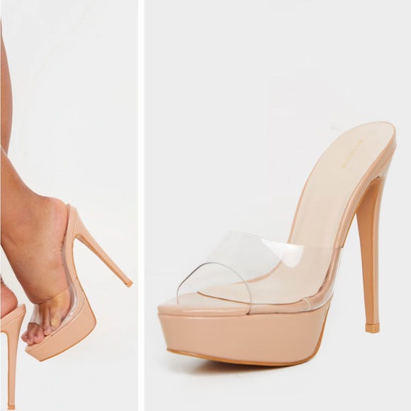 Pretty Little Thing Clear Platform Heels - Picture 3 of 6